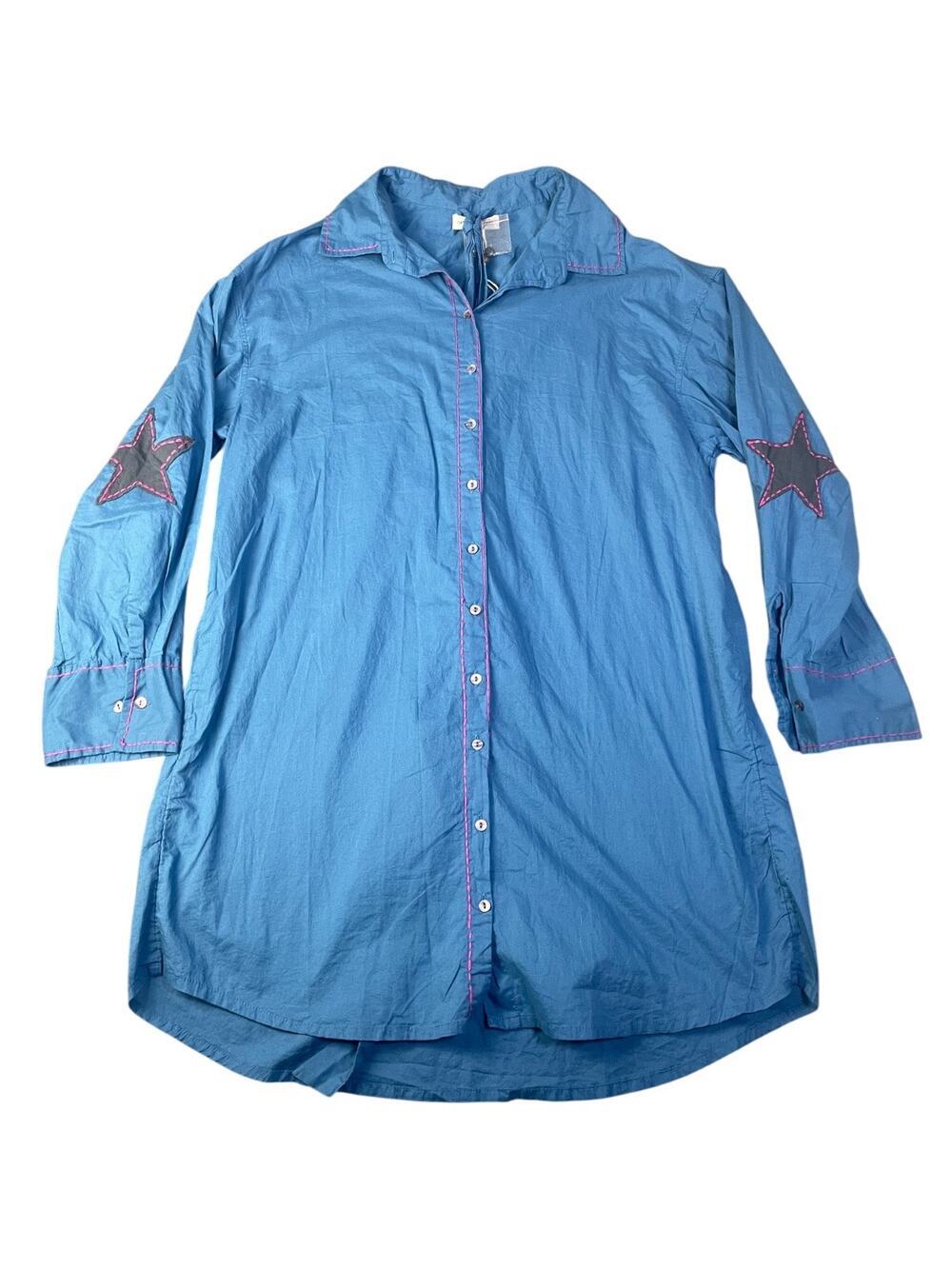 NWT Natural Life Women’s Medium L/S Blue Button Front Shirt Dress W/ Belt